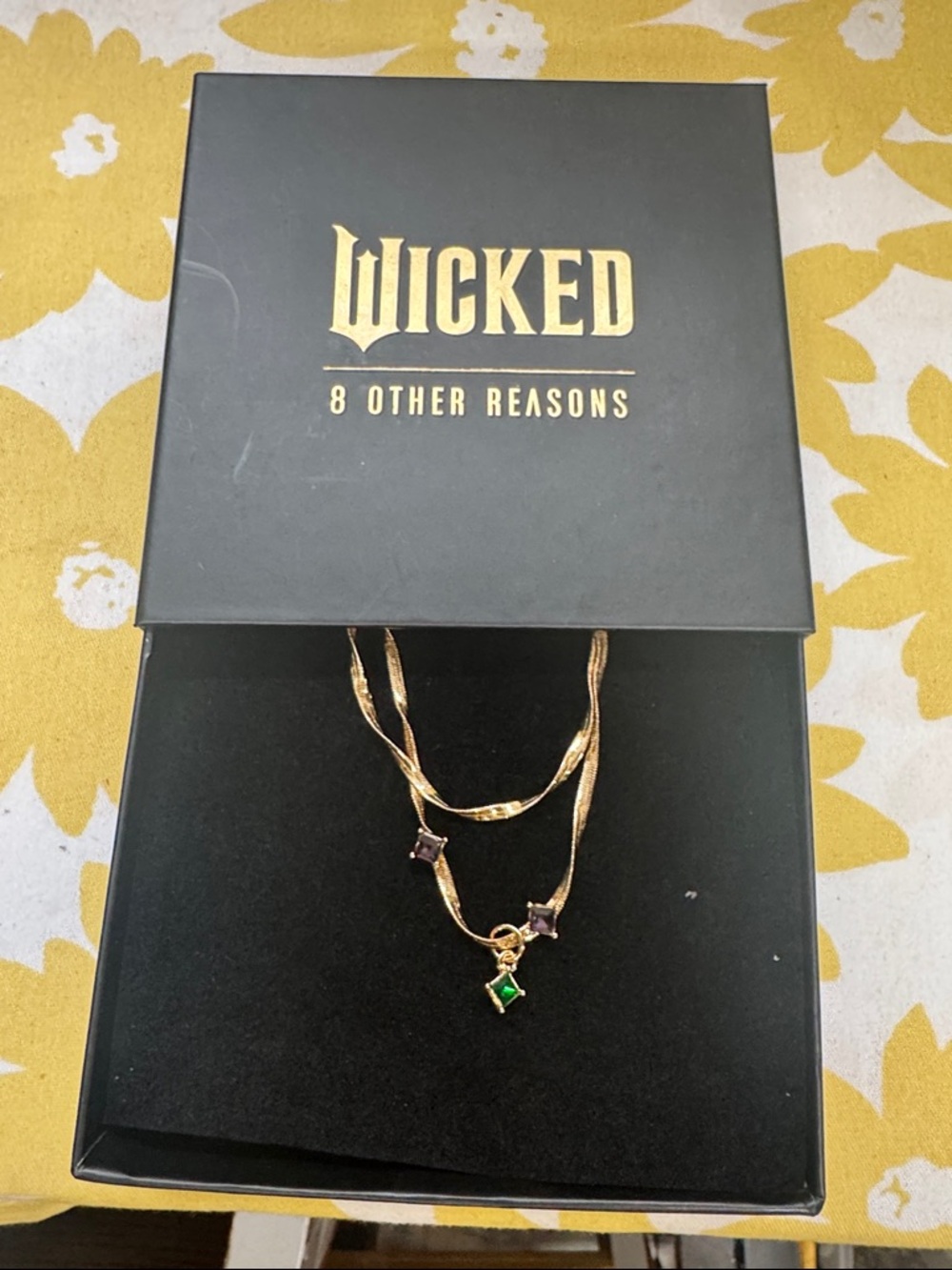 8 Other Reasons Gold-Tone Necklace with Green and Purple Stones